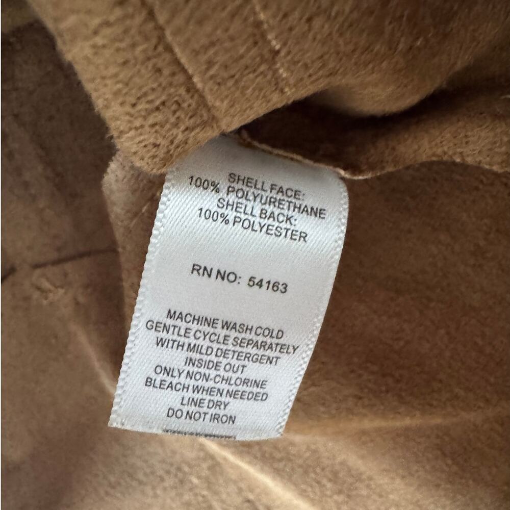 Andrew Marc New York Brown Faux Leather Ruffle Snap Sleeveless Top Small - Picture 6 of 6